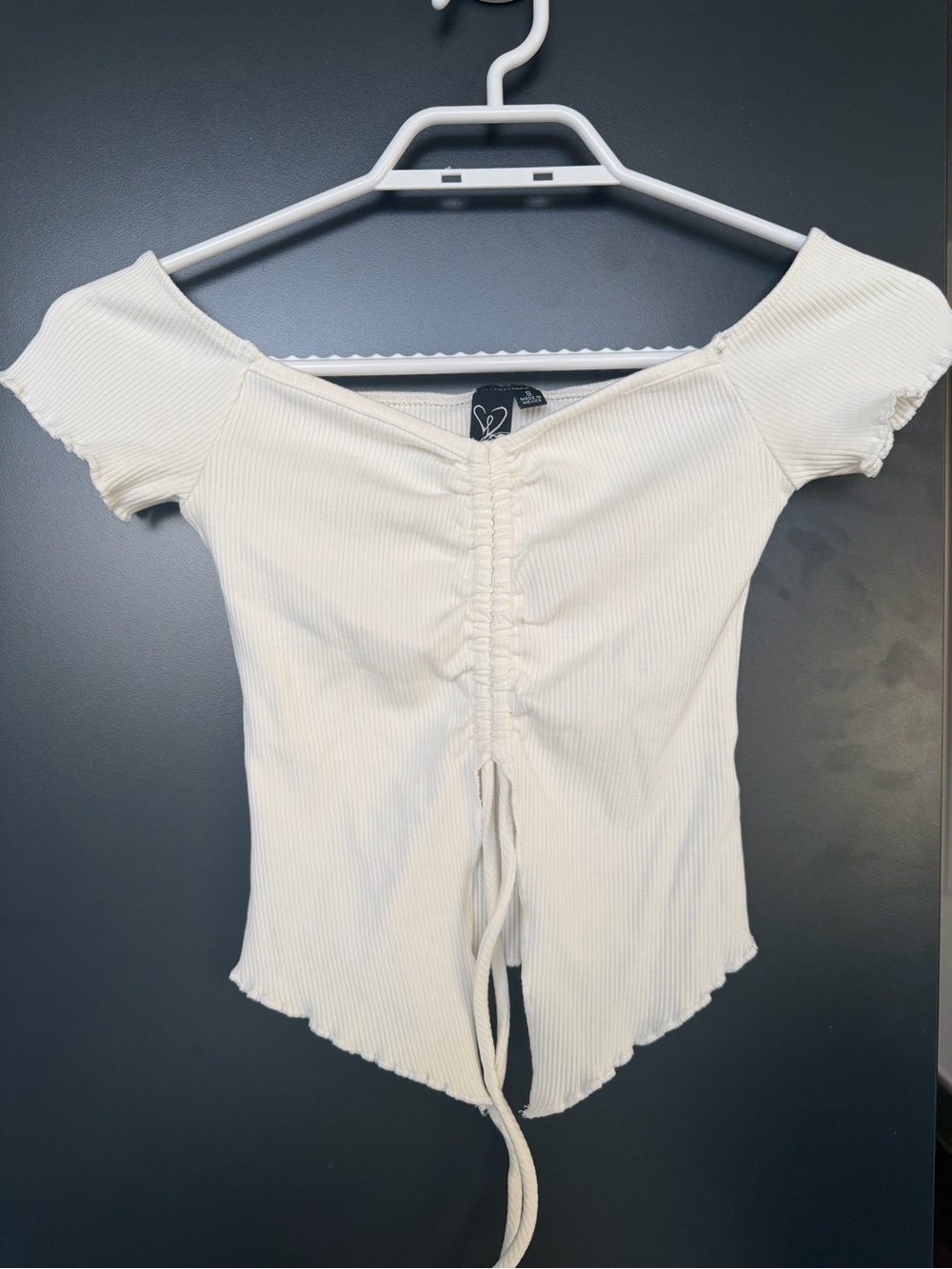 Windsor Off-Shoulder White Ribbed Top